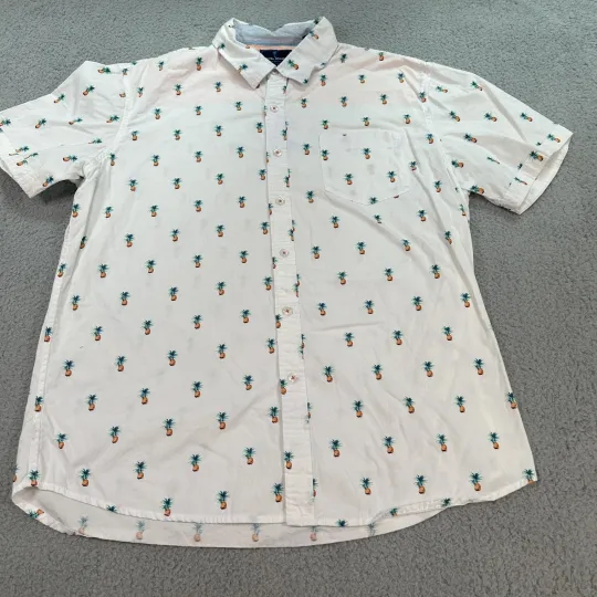 Discover Michael Brandon Shirt Mens Large Pineapple Print Short Sleeve Button Up Casual