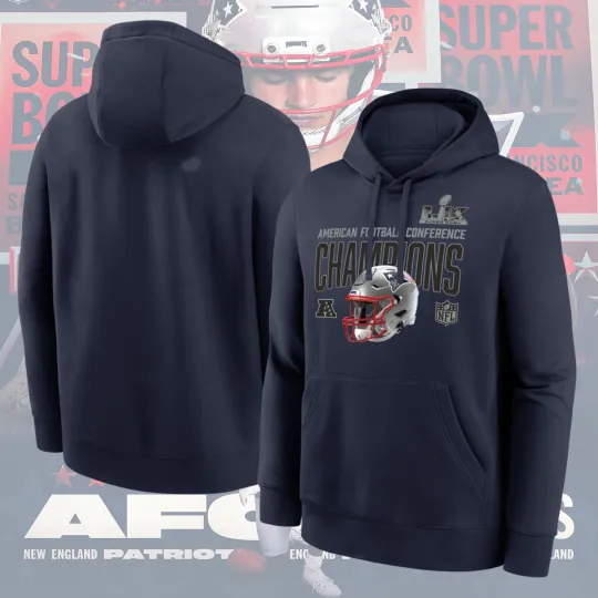 Discover New England Patriots 2025 AFC Champions Glory Shield Hoodie