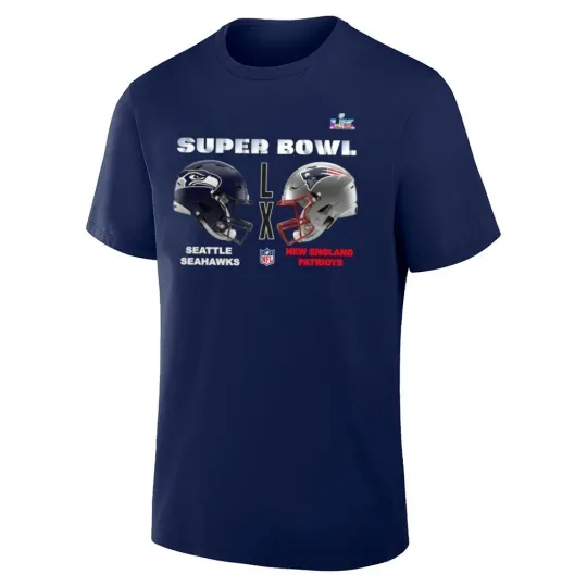 Discover Patriots vs Seahawks Super Bowl LX Matchup Helmet Shirt