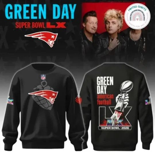 New England Patriot x Green Day Super Bowl LX Punk Sweatshirt All Sizes