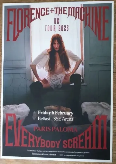 Discover Florence & The Machine - live show 2026 promotional tour concert poster