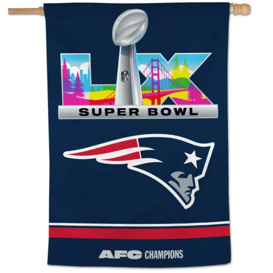 Discover 2026 Super B.owll 60 LX New England Football A.F.C Champions Banner, Flag