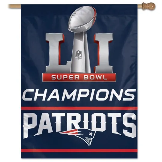 Discover football New England Football Vertical Super B.owll Champions Flag Banner