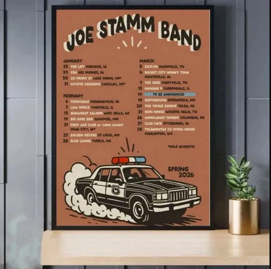 Discover Joe Stamm Band Spring Tour 2026 Concert Poster Print