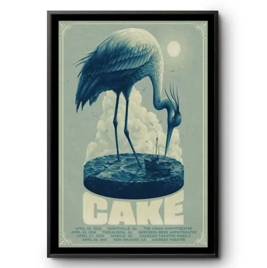 Cake Tour 2026 Poster Indie Rock Band Concert Wall Art