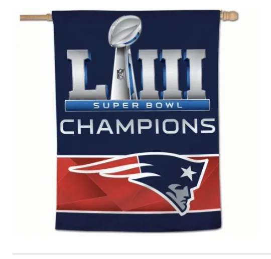 Discover NEW ENGLAND Football football SUPER B.owll LIII CHAMPIONS BANNER FLAG
