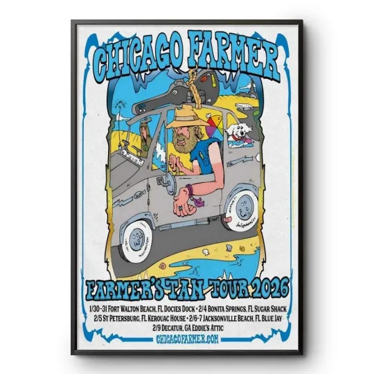 Discover Chicago Farmer Farmers Tan Tour 2026 Concert Poster Folk Music Wall Art