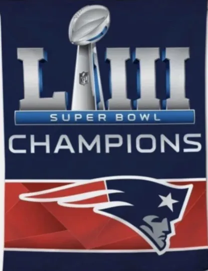 Discover NEW New England Football Super B.owll LIII Vertical Banner Flag, Flag
