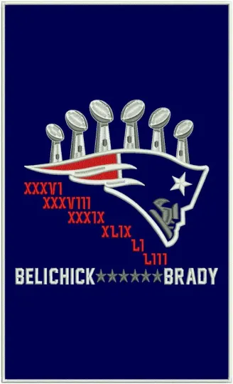 Discover New England Football 6x Super B.owll Champions Brady Belichick Banner, Flag