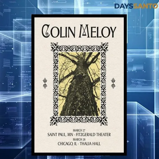Discover NEW Colin Meloy March 27-28 2026 St. Paul & Chicago Tour Poster Home Decor