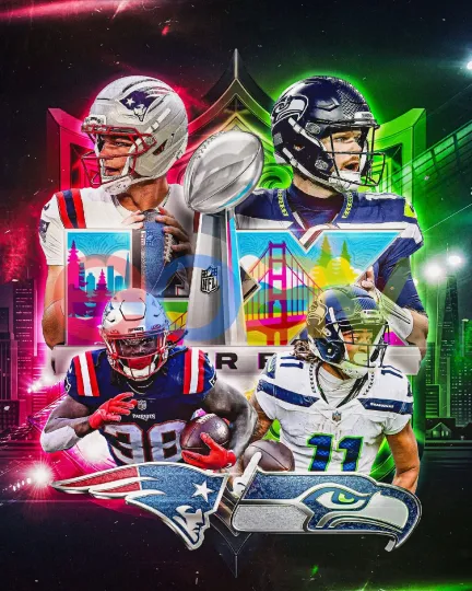 Discover New England Football vs Seattle Football Super B.owll LX football Football , Flag