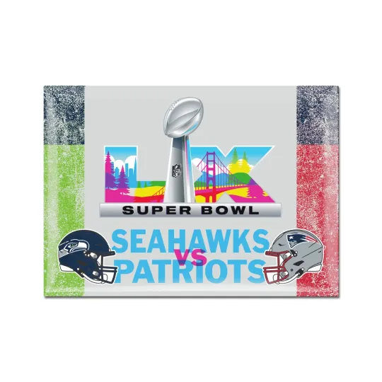 Discover 2026 Super B.owll 60 LX New England Football Seattle Football Magnet, Flag