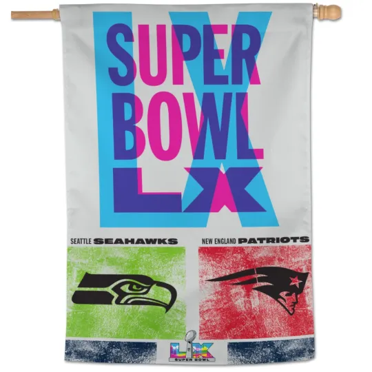 Discover 2026 Super B.owll 60 LX New England Football Seattle Football Banner, Flag