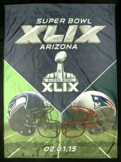 Discover Super B.owll XLIX Cloth Banner Seattle Football vs New England Football 2015 Nice, Flag