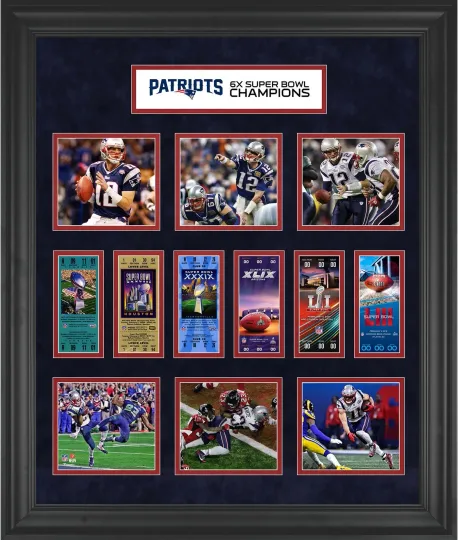 Discover New England Patriots Framed Poster - 6-Time Super Bowl Champion Collage