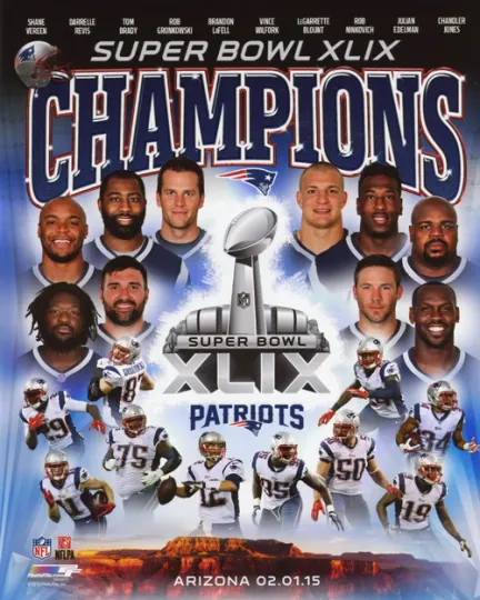 Discover 2015 New England Patriots Champions Poster Super Bowl Photo Tom Brady