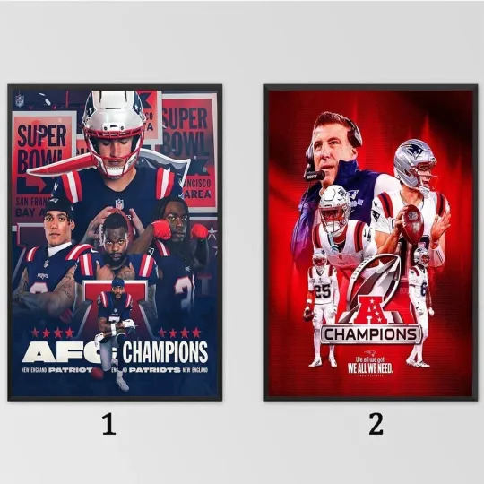 Discover New England Patriots 2025 2026 AFC Champions Football Poster