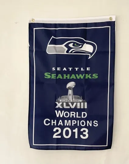 Discover Seattle Football 2013 XLVIII Super B.owll Champions Banner/ Flag