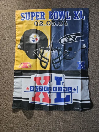 Seahawks & Steeler football Football Flag Wincraft Super B.owll XLVIII 2006