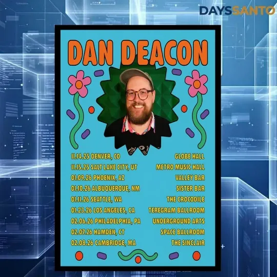 Discover NEW Dan Deacon Fall Tour 2026 Poster Home Decor, Wall Art, Fan Gift