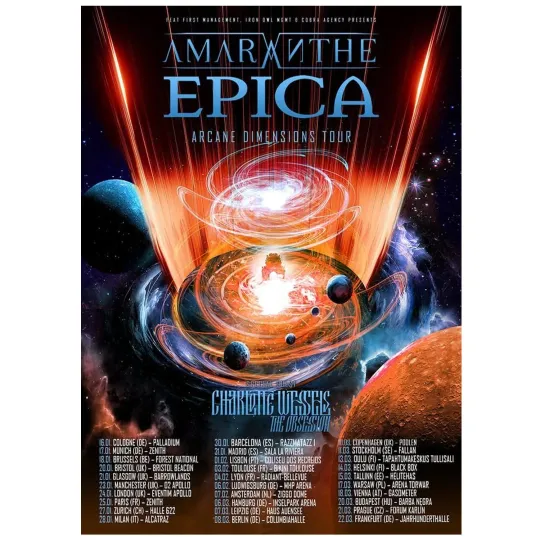 Discover Amaranthe Epica Arcane Dimensions Tour January March 2026 Concert Poster