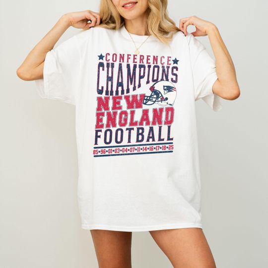 Discover New England Football Conference Champions 2025 T-Shirt, Vintage Style Patriot Shirt, Retro Patriot Football Champs Tee, Super Bowl 2026