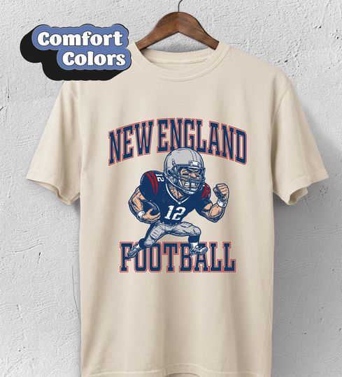 Discover Retro New England Football Comfort Colors Shirt, Varsity Style Football T-Shirt, Gameday New England Tee, Collegiate design Patriot Fan Gift