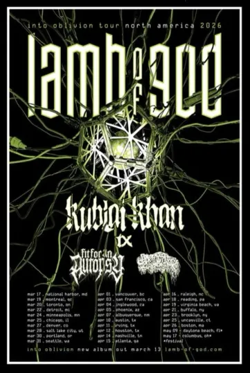 Lamb Of God Into Oblivion Tour North America 2026 Poster