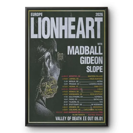 Discover NEW!Lionheart Europe 2026 Tour Poster