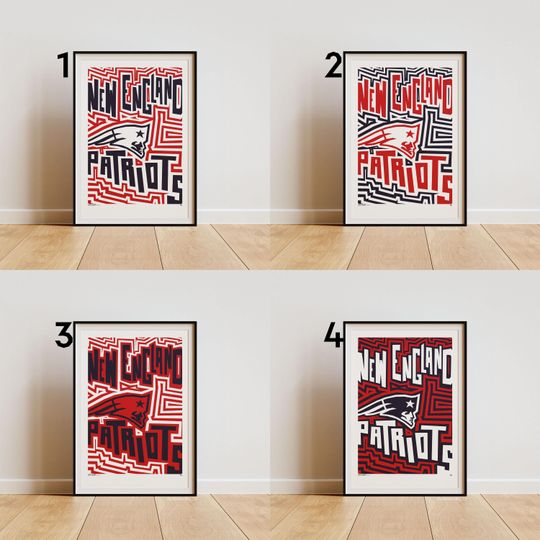 Discover New England Patriots Poster Bold Abstract Football Wall Art (4 options)