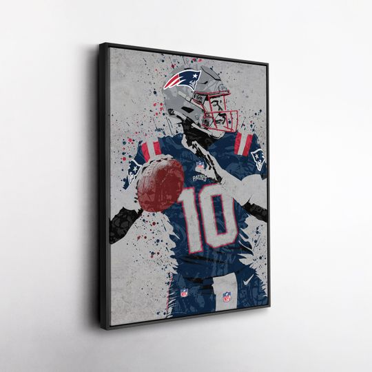 Discover Mac Jones New England Patriots Wall Art  Vibrant Football Print for Sports Fans, Man Cave or Home Decor