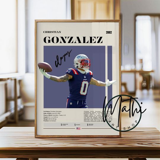 Discover Christian Gonzalez Art Print: New England Patriots football Cornerback