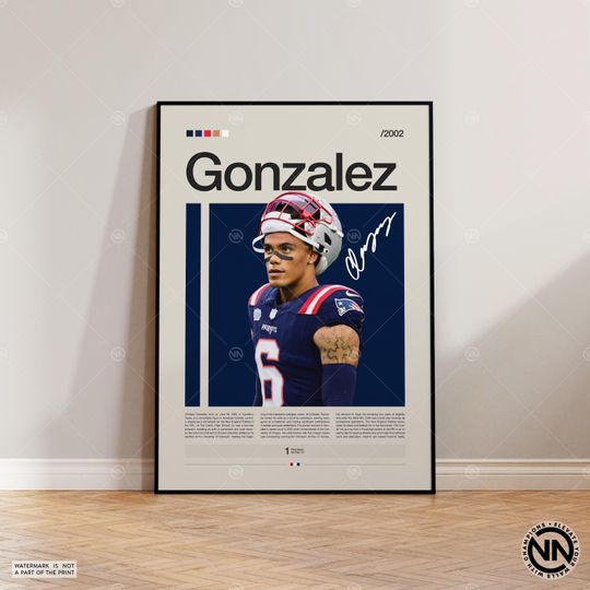 Discover Christian Gonzalez Poster, New England Patriots, football Poster, Sports Poster, football Fans, Football Poster, football Wall Art, Sports Bedroom Posters