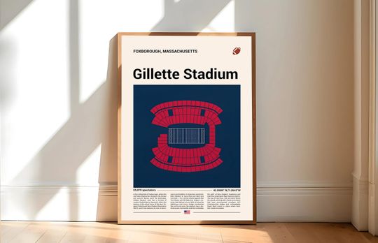 Discover New England Patriots Poster, Gillette Stadium Print, Mid Century Modern Football Poster, Sports Bedroom Posters, Minimalist Office Wall Art