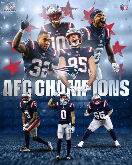 Discover New England Patriots Are AFC Champions 2025 26 Head To Super Bowl LX 2026 Poster