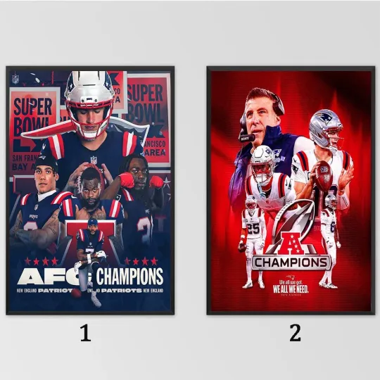 Discover New England Patriots 2025 2026 football AFC Champions Poster