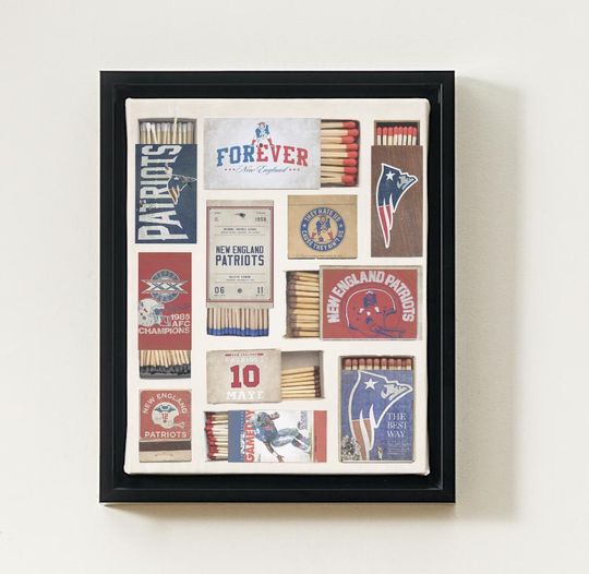 Discover New England Patriots Vintage Matchbook Art Print | Patriots Football Retro Collage | New England Wall Art