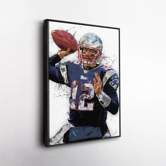 Discover Tom Brady Print New England Patriots football Wall Art Football Poster Man Cave Decor Gift for Patriots Fans