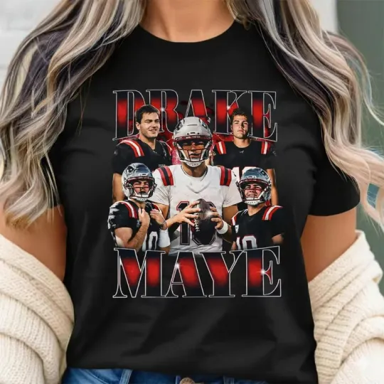 Discover Retro Drake Maye #10 New England Patriots Football T-Shirt Unisex