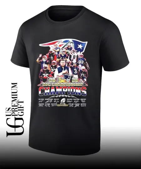 New England Patriots 2025 AFC Championship Champions Signature T-Shirt