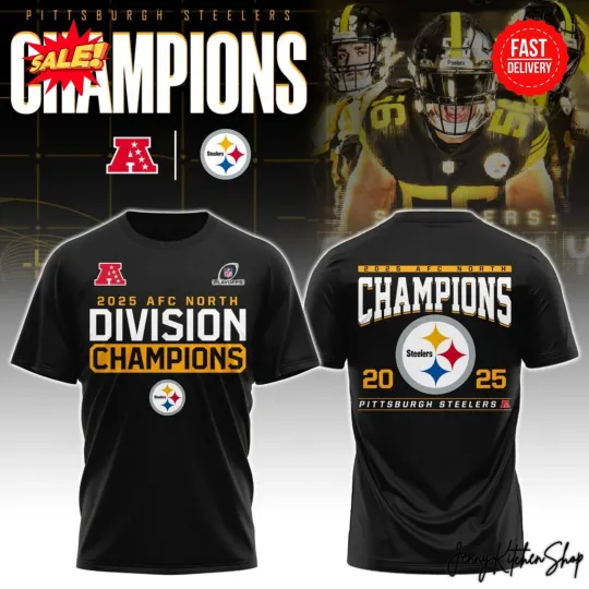 Discover Pittsburgh Steeler 2025 AFC Champions T-Shirt S-5XL