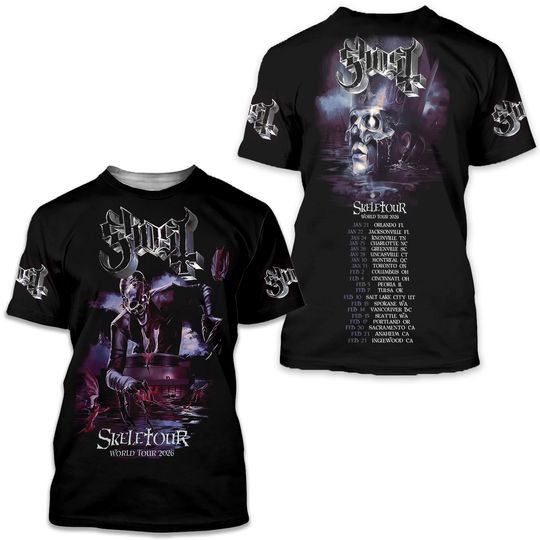 Ghost Band Skeletour World Tour 2026 3D T-Shirt