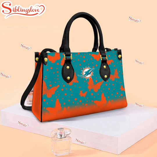 football Miami Dolphins Butterfly Pattern Leather Handbag