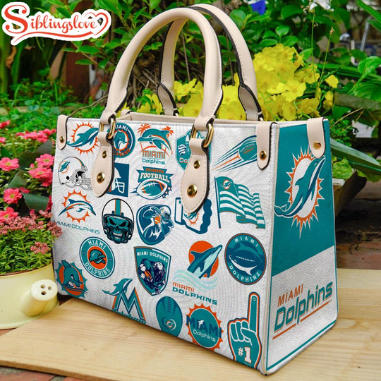football Miami Dolphins Leather Handbag For Fans