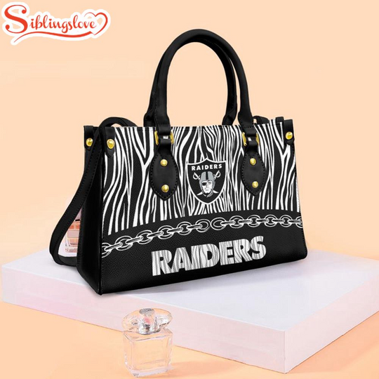 football Las Vegas Raiders Zebra Pattern Leather Handbag