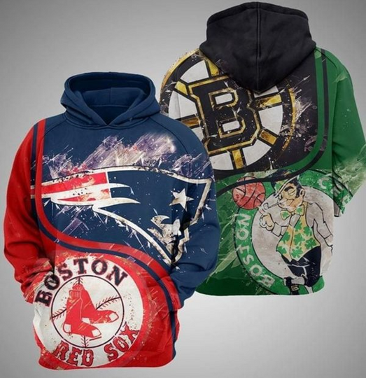 Boston Red Sox New England Patriots Boston Bruins Boston Celtic 3D Hoodie