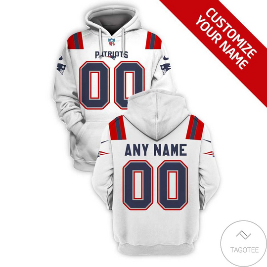 Discover Personalized New England Patriots Branded White 3D Hoodie