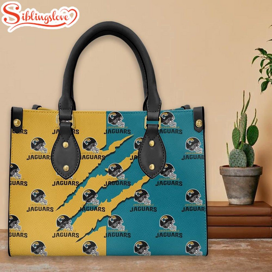 Discover football Jacksonville Jaguars Logo Pattern Leather Handbag For Fans