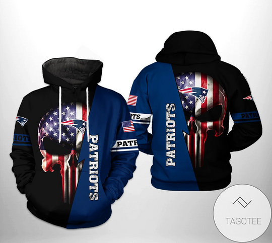 Discover New England Patriots football Us Flag Skull Team 3D Printed Hoodie
