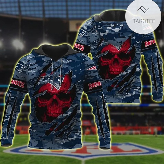 football New England Patriots 3D Hoodie Skull Lover